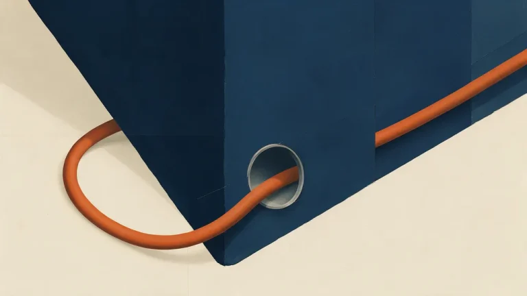 Burnt-orange cable routed through a navy wall, illustrating an alternative path for analytics data.